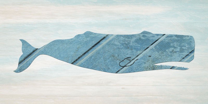 Sheldon Lewis, Migration 1 (Pottwal, Meerestier, Collage, Holz, Maritim, Wunschgröße, Grafik, Badezimmer, Treppenhaus, bunt)
