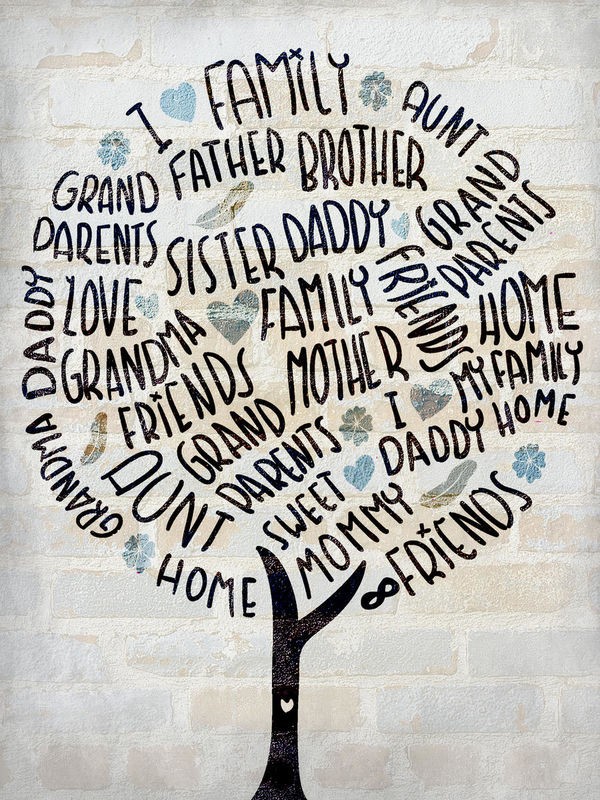 Kimberly Allen, Family Time 4 (Motivation, Inspiration,  Familie, Familienbaum, Gemeinschaft, Typografie, Schrift, Grafik, Wohnzimmer, Treppenhaus, Jugendzimmer, Wunschgröße, beige/grau)