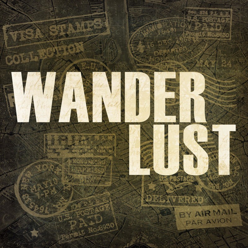 Kimberly Allen, Wanderlust 1 (Wandern, Inspiration, Reisen, Abenteuer, Grafik, Typografie, Wohnzimmer, Treppenhaus, Büro, Wunschgröße, grau/beige)
