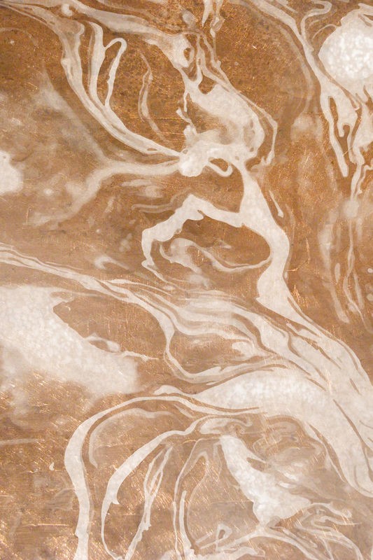 Kimberly Allen, Cosmic Copper 2 (Abstrakt, Abstrakte Kunst, Kosmisch, Wellen, Bewegung, Grafik,  Wohnzimmer, Treppenhaus, Büro, Wunschgröße, beige/kupfer)