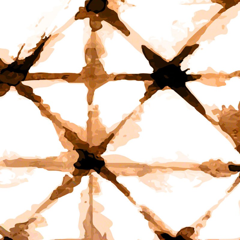 Kimberly Allen, Copper Whites 1 (Abstrakte Kunst, Gitter, Netz, geometrische Formen, Grafik,  Wohnzimmer, Treppenhaus, Büro, Wunschgröße, kupfer/weiß)