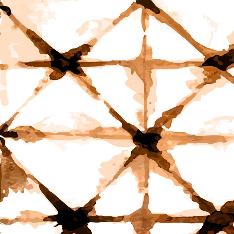 Kimberly Allen, Copper Whites 2 (Abstrakte Kunst, Gitter, Netz, geometrische Formen, Grafik,  Wohnzimmer, Treppenhaus, Büro, Wunschgröße, kupfer/weiß)
