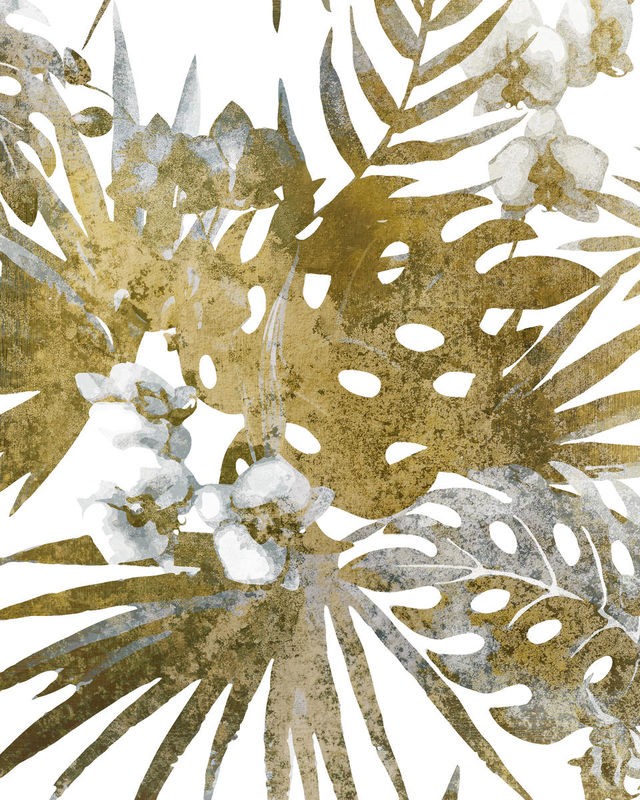 Kimberly Allen, Tropic Bloom 2 (Blüten, Blätter, Pflanze, Blume, Botanik, Nahaufnahme, Fotokunst,  Treppenhaus,  Wohnzimmer, Wunschgröße, grün/weiß)
