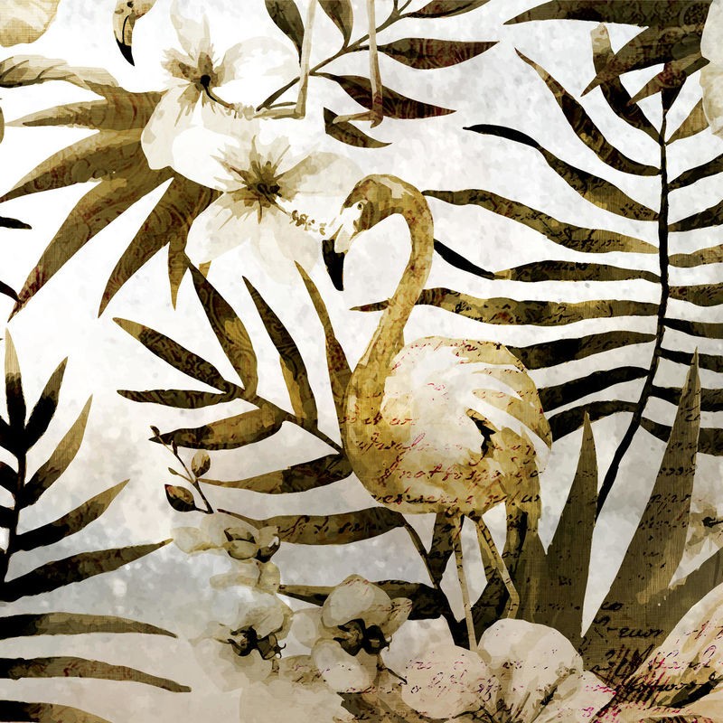 Kimberly Allen, Birds of Paradise 1 (Flamingo, Blüten, Blätter, Pflanze, Blumen, Paradies, Botanik, Nahaufnahme, Fotokunst,  Treppenhaus,  Wohnzimmer, Wunschgröße, oliv/weiß)