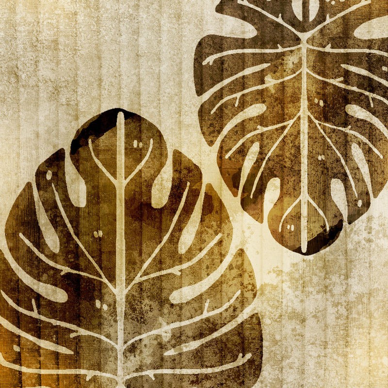 Kimberly Allen, Bamboo Leaves 1 (Blätter, Bambus,  Pflanze, Botanik,  Grafik,  Treppenhaus,  Wohnzimmer, Wunschgröße, oliv/beige)