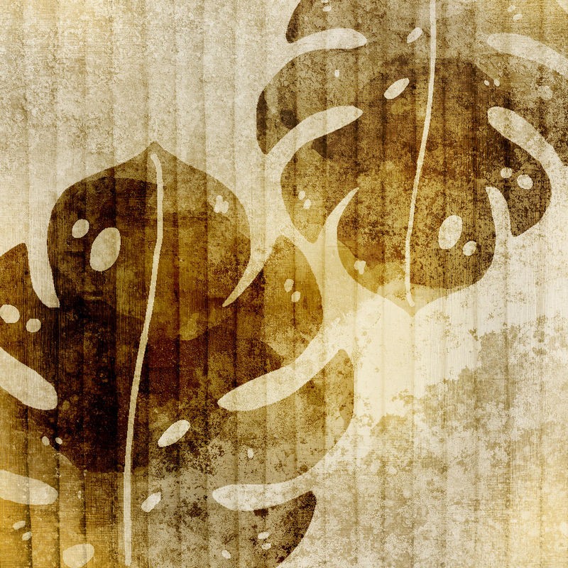 Kimberly Allen, Bamboo Leaves 3 (Blätter, Bambus,  Pflanze, Botanik,  Grafik,  Treppenhaus,  Wohnzimmer, Wunschgröße, oliv/beige)