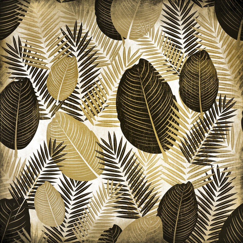 Kimberly Allen, Tropics 1 (Blätter, Variationen, Pflanzen, Botanik,  Grafik,  Treppenhaus,  Wohnzimmer, Wunschgröße, oliv/beige)
