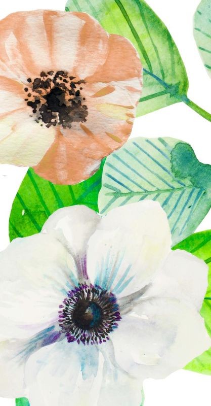 Boho Hue Studio, Flower Panel 2 (Blumen, Blüten, Botanik, Blütenblätter Treppenhaus, Schlafzimmer, Wohnzimmer, Wunschgröße, Malerei, weiß/orange)