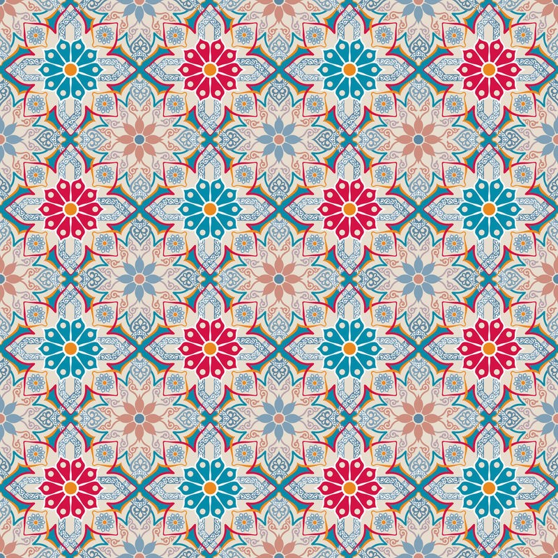 Hans Figuroa, Spring Flowers (Muster, Retro, Vintage, Tapete, Pop, Kaleidoskop, Treppenhaus, Küche, Wohnzimmer, Grafik, Wunschgröße, bunt)