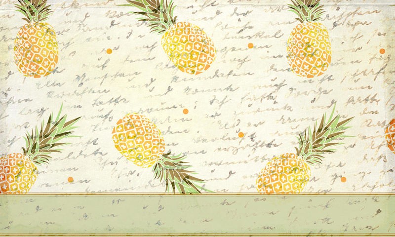 Kimberly Allen, Pineapple Letter (Ananas, Briefpapier, Obst, Früchte, Grafik, Wohnzimmer, Küche, Esszimmer, Treppenhaus, Wunschgröße, bunt)