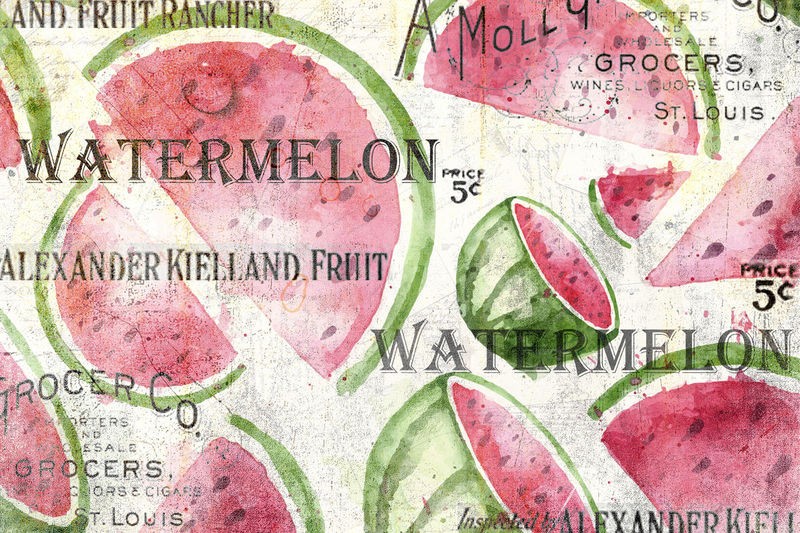 Kimberly Allen, Watermelon Summer (Wassermelone, Melone, Obst, Früchte, Grafik, Wohnzimmer, Küche, Esszimmer, Treppenhaus, Wunschgröße, bunt)