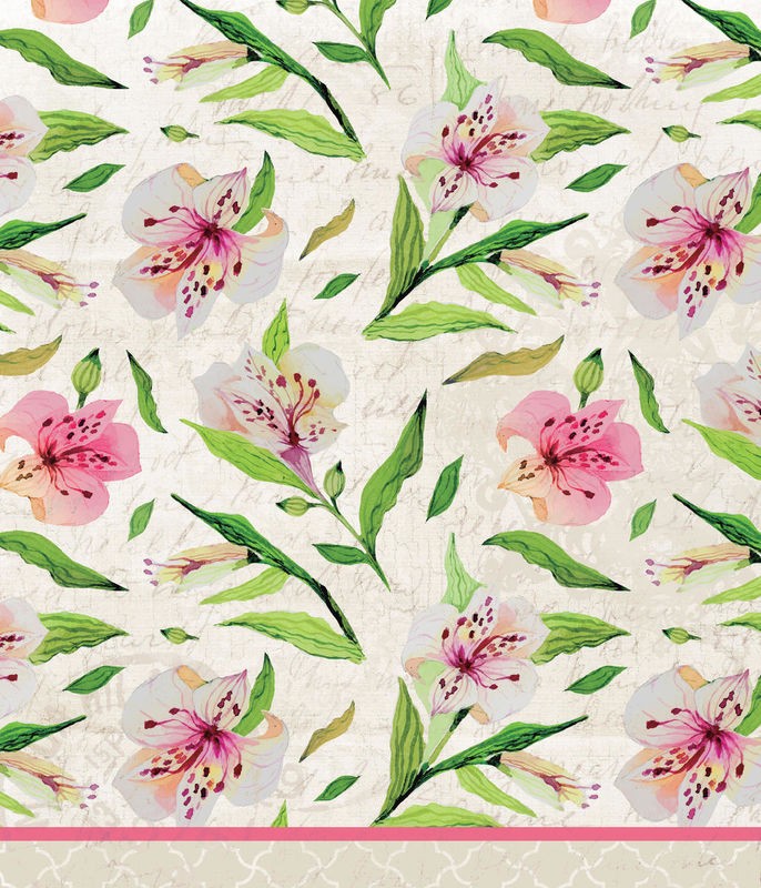 Kimberly Allen, Pink Day (Blumen, Blüten, Lilien, florales Muster, Tapetenmuster,retro, Wohnzimmer, Treppenhaus, Schlafzimmer,  Wunschgröße, bunt)