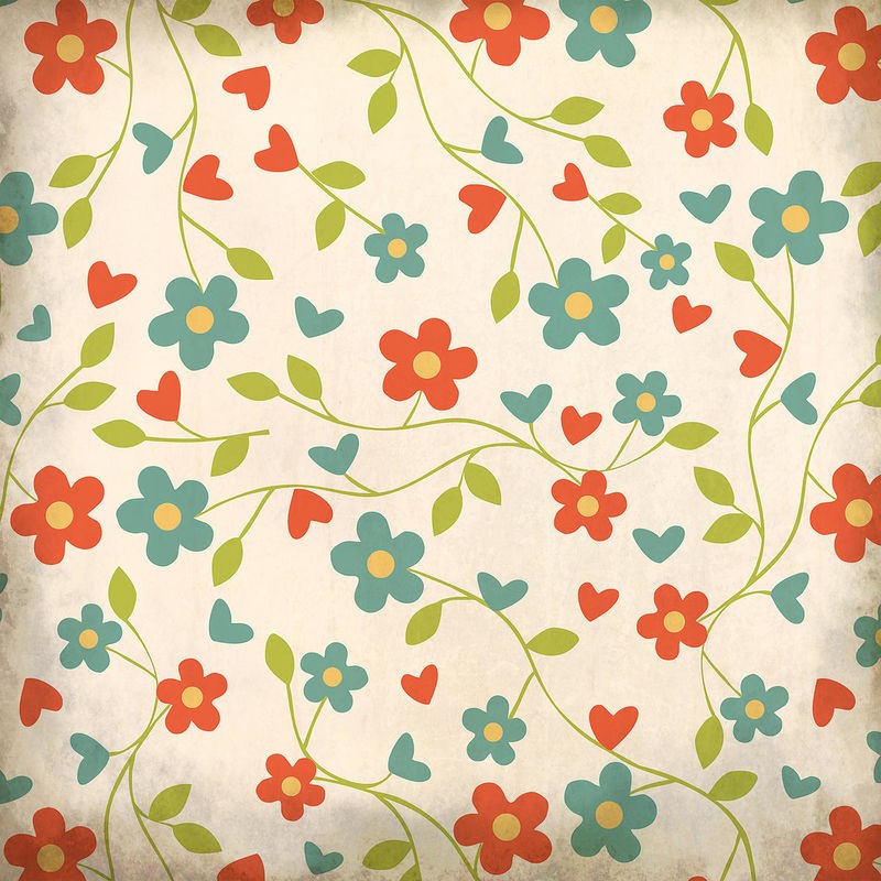 Kimberly Allen, Happiness (Blumen, Blüten, florales Muster, Tapetenmuster,retro, Wohnzimmer, Treppenhaus, Schlafzimmer,  Wunschgröße, bunt)
