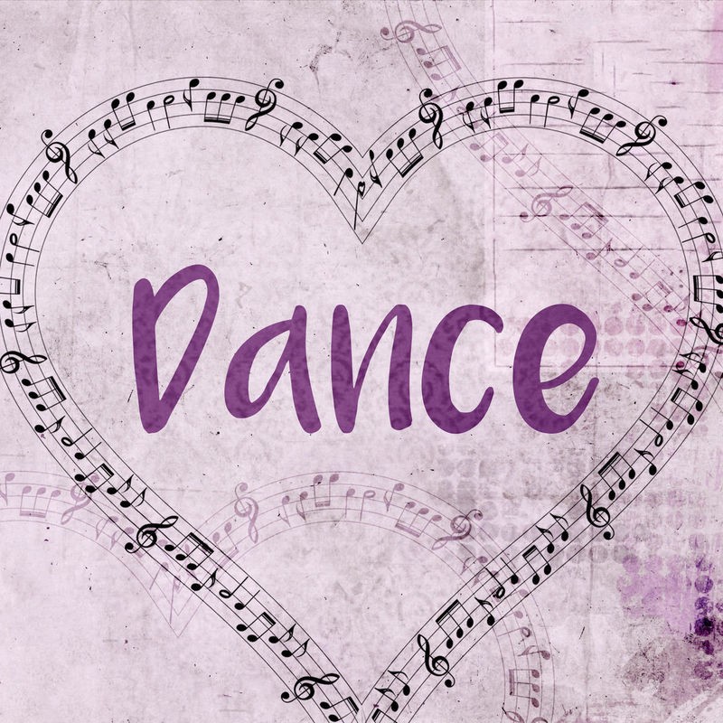 Kimberly Allen, Music Dance (Motivation, Inspiration,  Herz, Noten, Tanz, Musik, Typografie, Schrift, Grafik, Wohnzimmer, Treppenhaus, Jugendzimmer, Wunschgröße, flieder, lila)
