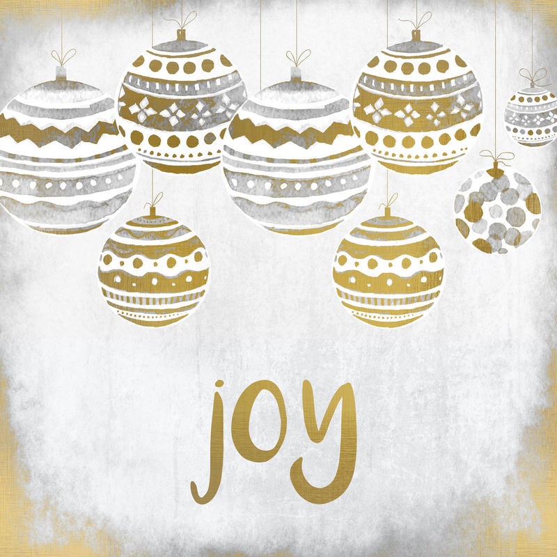 Kimberly Allen, Joy Christmas (Motivation, Inspiration,  Weihnachten, Christbaumkugeln, Freude, Typografie, Schrift, Grafik, Wohnzimmer, Treppenhaus, Jugendzimmer, Wunschgröße, beige, gold)