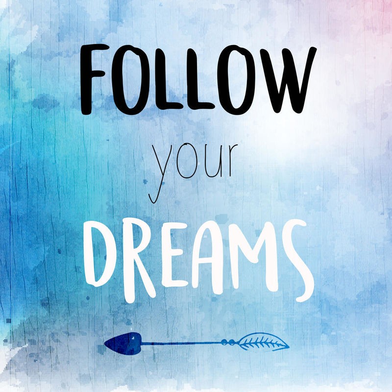 Kimberly Allen, Follow (Motivation, Inspiration,  Träume, Selbstbewusstsein, Selbstvertrauen, Typografie, Schrift, Grafik, Wohnzimmer, Treppenhaus, Jugendzimmer, Wunschgröße, hellblau)