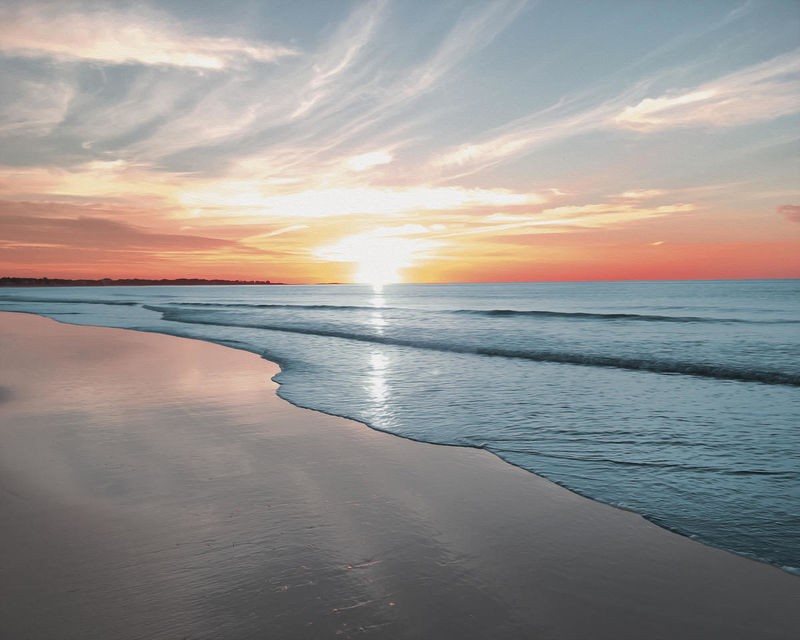 Marcus Prime, Relaxing Morning (Meer, Strand, Sandstrand, Traumstrand, Sonnenuntergang, maritim, Meeresbrise, Fotografie, Horizont, Badezimmer, Wohnzimmer, Arztpraxis, bunt)