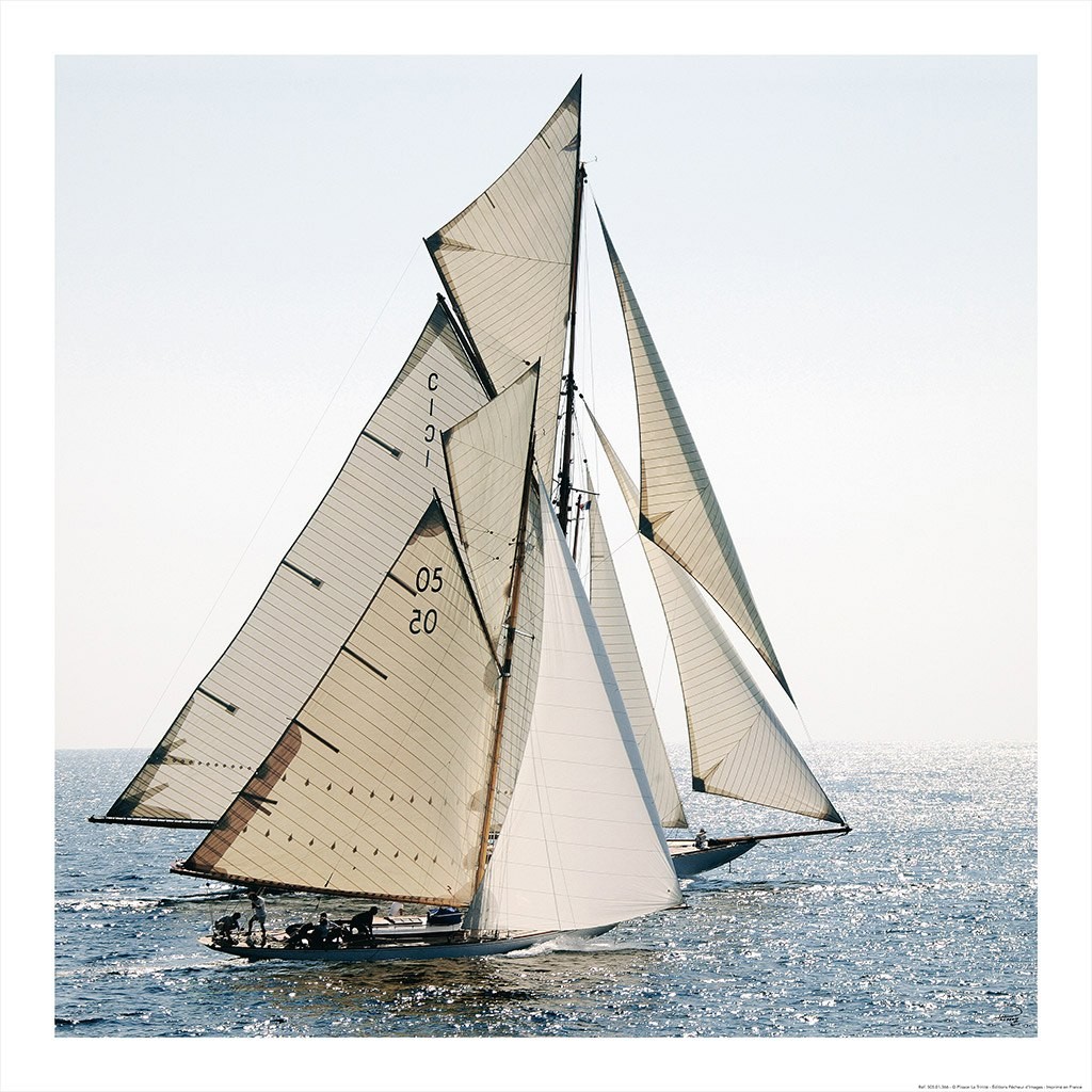 Philip Plisson, Bord à bord - classic yacht (Segelschiff, Segelsport, maritim, Nostalgie, Meeresbrise, Meer, Treppenhaus, Badezimmer, Wohnzimmer, Photokunst, Fotokunst, bunt)