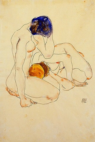 Egon Schiele, Zwei Freundinnen. 1912 (Gouache und Bleistift auf Papier,Schiele,Egon,1890-1918,20. Jahrhundert,Christie's Images Ltd,1912,Egon Schiele,Freundinnen,Frauen,Gouache,Modern,nackt,Akt,Akte,zwei,Frau)