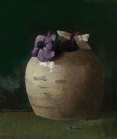 Jan Voerman, Anemones in Ginger jar (Malerei, modern, Stillleben, Topf, Ingwertopf, Annemonen, Blumen, Blüten, Treppenhaus, Wintergarten, Wohnzimmer, bunt)