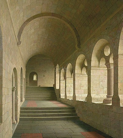 Henk Helmantel, Convent passage Le Thoronet southern France (Malerei, Architektur, Zisterzienser Kloster,  Kirche, Kloster, Kreuzgang, romanisch, Frankreich, Südfrankreich, Treppenhaus, Wohnzimmer, Schlafzimmer, bunt)