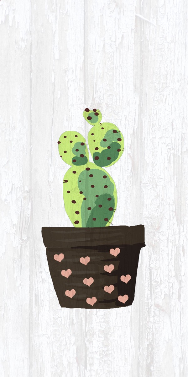 Kimberly Allen, Cactus Panel 2 (Kaktus, Kakteen, Kakteenblüten, Blumentopf, Pflanzen,  dekorativ,  Grafik, Wohnzimmer, Treppenhaus, Küche, Wunschgröße, bunt)