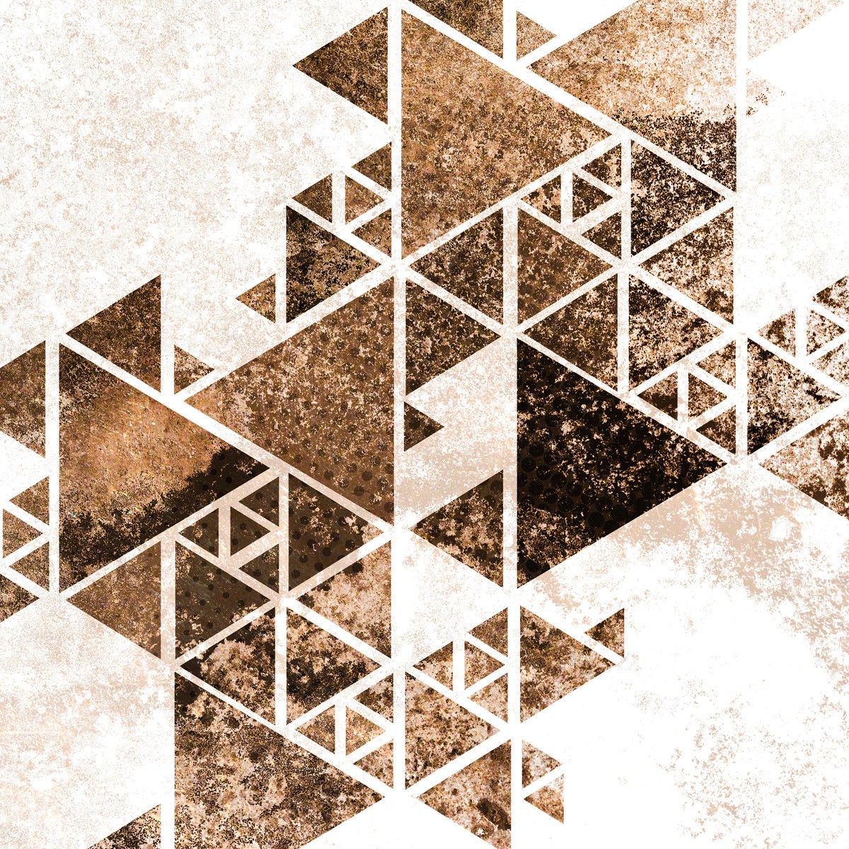 Kimberly Allen, Triangles in Copper 1 (Muster, Geometrisch, Dreiecke, Abstrakt, Linien,  Grafik, Wohnzimmer, Treppenhaus, Wunschgröße, retro, beige/braun)
