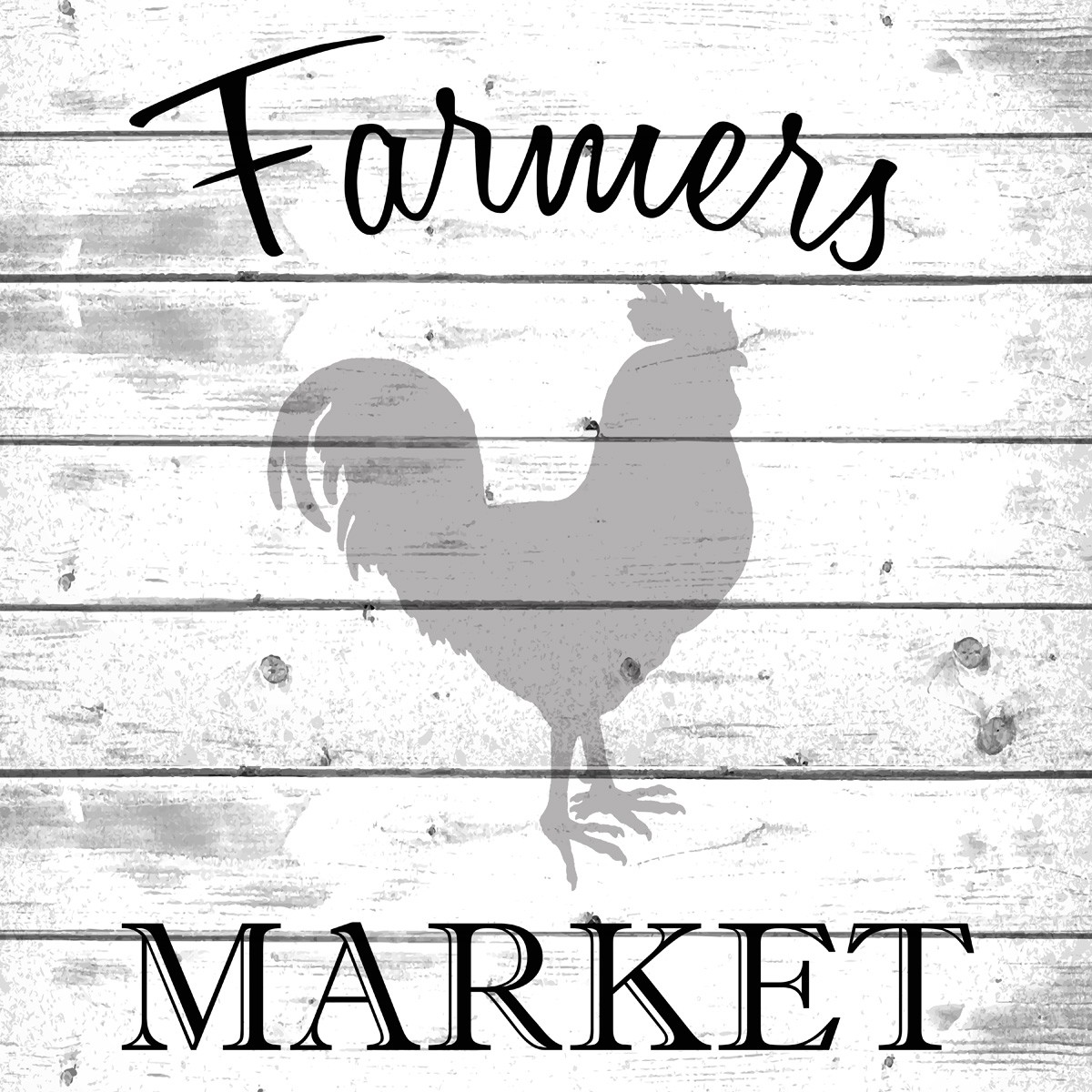 Kimberly Allen, Farmers Market (Werbung, Bauernmarkt,  Huhn, Holzpaneele, Kuh, dekorativ,  Küche, Esszimmer, Wunschgröße, beige)