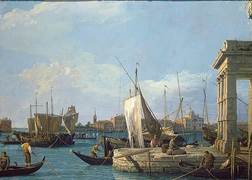 Canaletto (Giovanni Antonio Canal), Die Dogana in Venedig. Um 1724/30 (Canaletto (Giovanni Antonio Canal),1697-1768,Wien,Kunsthistorisches Museum,Lwd.,Venedig,Canaletto,Italien,18. Jahrhundert)
