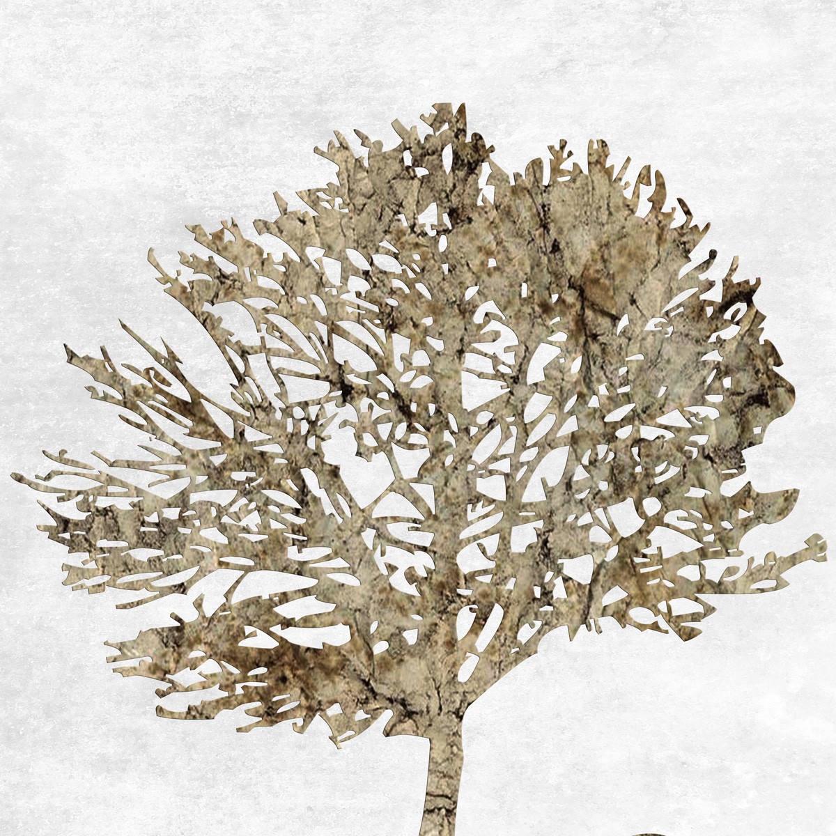 Sheldon Lewis, Time Stood Still 2l (Baum, Äste, Geäst, abstrahiert, Struktur, plastisch, starr, modern, Malerei, Treppenhaus, Wohnzimmer, Wunschgröße, grau)