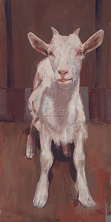 Pieter Pander, Goat I (Malerei, Tiere, Tierportrait, Ziege, Ziegenstall, Wohnzimmer, Treppenhaus,  bunt)