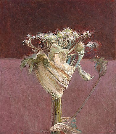 Rein Pol, Sprouting (Malerei, Blüte, Dolde, Herkulesstaude, Bärenklau, Sprießen, Wachstum, Wohnzimmer, Treppenhaus, Schlafzimmer, bunt)