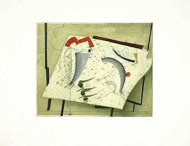 Werner Josef Ballade (Radierung, handsigniert) (Grafik, modern, Blatt, Muster, abstrakt, Original, signiert, Büro, Wohnzimmer)