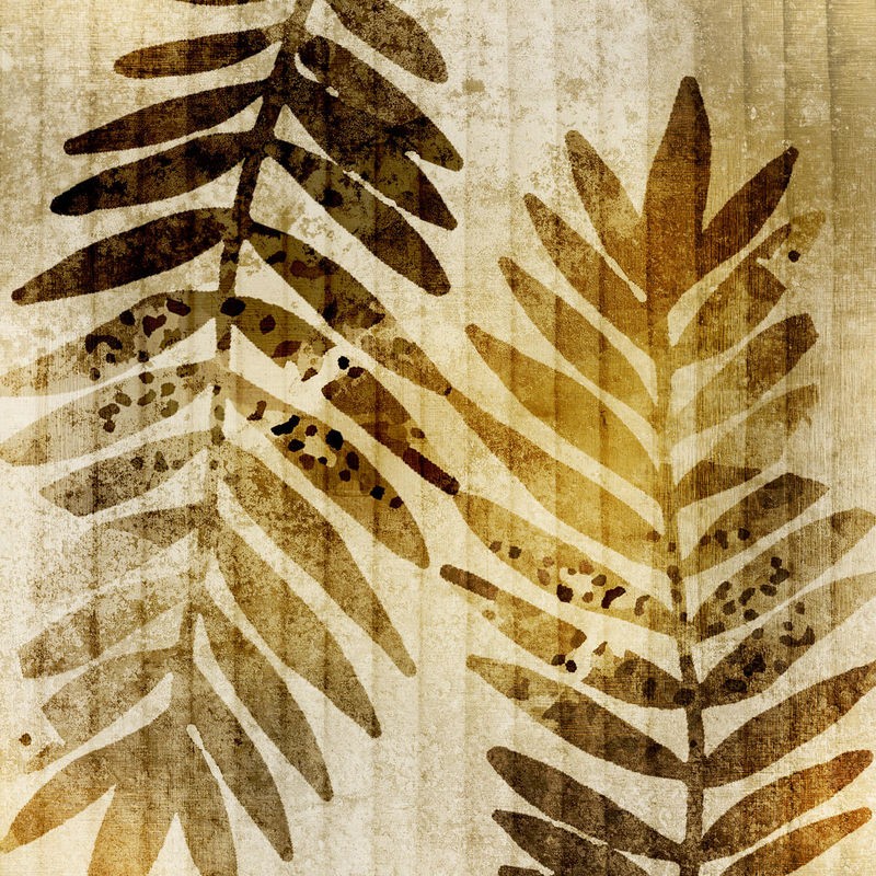 Kimberly Allen, Bamboo Leaves 2 (Blätter, Zweige, Bambus,  Pflanze, Botanik,  Grafik,  Treppenhaus,  Wohnzimmer, Wunschgröße, oliv/beige)
