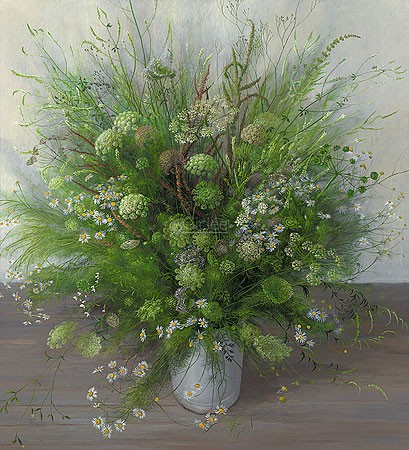 Patrick Creyghton, Wildflower bouquet, All Saints' Day (Malerei, Natur, Stilleben, Blumen, Blumenstrauss, Strauss, Wiesenblumen, Wildblumen, naturalistisch, Wohnzimmer, Treppenhaus, bunt)