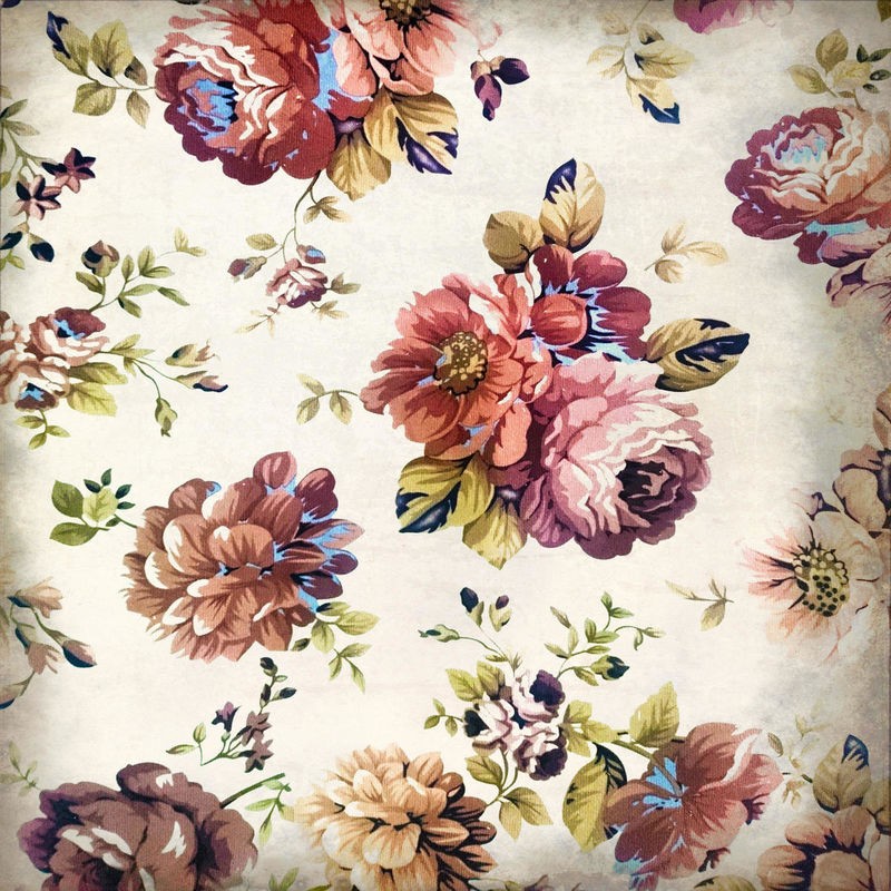 Kimberly Allen, Clusters (Blumen, Blüten, florales Muster, Tapetenmuster, Nostalgie, Wohnzimmer, Treppenhaus, Schlafzimmer,  Wunschgröße, bunt)
