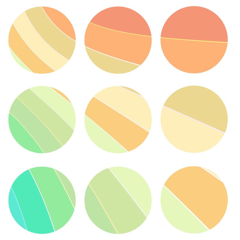 Kimberly Allen, In Color 2 (Abstrakte Kunst, Kreise, Scheiben, geometrische Muster, Wohnzimmer, Treppenhaus, Büro, Wunschgröße, modern, bunt)
