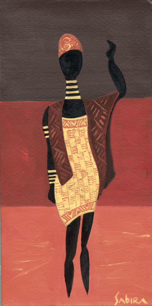Sjatin, Tribal Women 2 (Afrika, Afrikanische Frau, Ethnic, figurativ, modern, plakativ, Wunschgröße, Wohnzimmer, Treppenhaus, bunt)