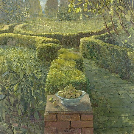 Matthijs Röling, Garden, Ezinge (Malerei, Modern, Garten, Irrgarten, Hecken, Buchsbaum. Obstschale, Wohnzimmer, Schlafzimmer, grün)