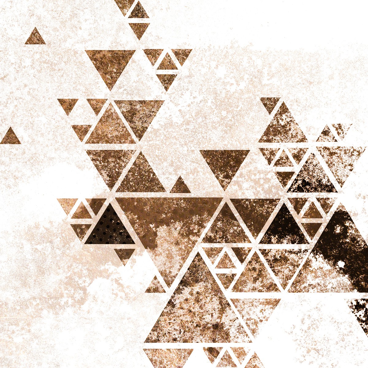 Kimberly Allen, Triangles in Copper 2 (Muster, Geometrisch, Dreiecke, Abstrakt, Linien,  Grafik, Wohnzimmer, Treppenhaus, Wunschgröße, retro, beige/braun)
