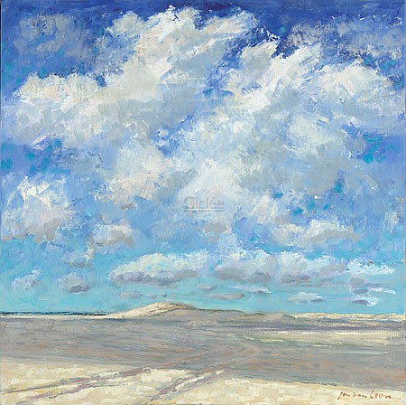 Jan van Loon, Summer Day (Malerei, Landschaftsmalerei,  Meeresbrise, Strand, Meer, Wolken, Einsamkeit, Leere,  Horizont, Wohnzimmer, Treppenhaus, Schlafzimmer, bunt)