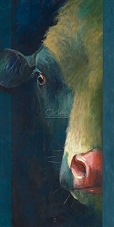 Theo Onnes, Cow (Malerei, Tierportrait, Kuh, Nutztier, Tier, Treppenhaus, Wohnzimmer, Tierarztpraxis, bunt)