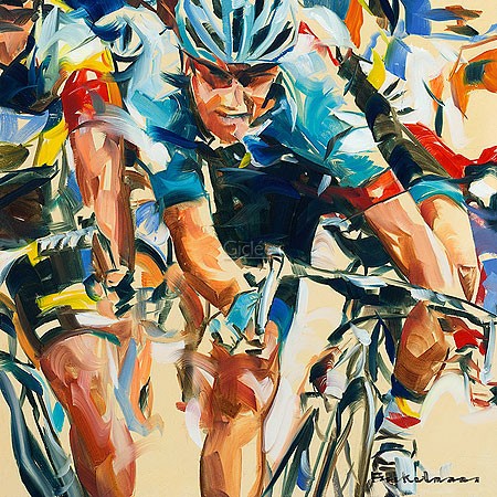 Dorus Brekelmans, Cyclists (Malerei, modern, Sport, Radsport, Fahrradrennen, Radfahrer,Ausdauer, Wettkampf, Wohnzimmer, Sportstudio, bunt)