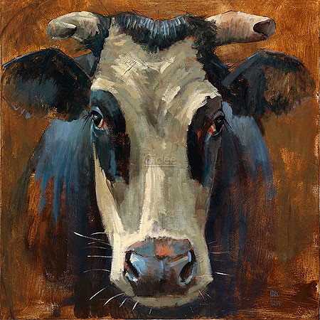 Theo Onnes, Blaarkop (Malerei, Tierportrait, Kuh, Nutztier, Tier, Treppenhaus, Wohnzimmer, Tierarztpraxis, bunt)
