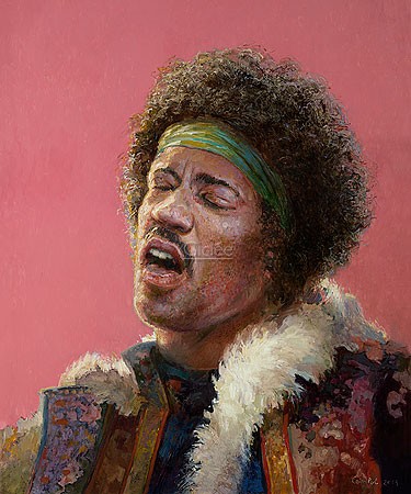 Rein Pol, Is it Jimi Hendrix (Malerei, Portrait, Jimi Hendrix, Persönlichkeiten, Sänger, Gitarrist, Musiker, Hippie, Drogensüchtiger, Wohnzimmer, Musikzimmer, Jugendzimmer, Treppenhaus, bunt)
