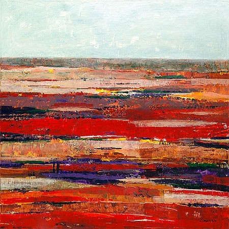 Laetitia Broersma, Kenia (abstrakte Malerei, modern, Landschaft,Horizont, Afrika, abstrakter Realismus,  Wohnzimmer, Treppenhaus, bunt)