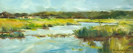 Dorus Brekelmans, Markdal (Landschaft, Breda, Dorf, Fluß, Niederlande, Sommer, Frische, Malerei, modern, Wohnzimmer, Treppenhaus, Arztpraxis, bunt)