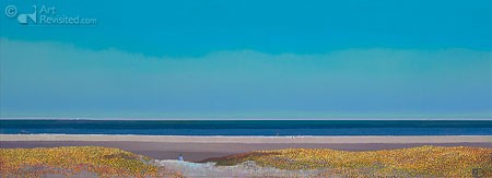 Dubbeldam, Early Birds (Meer, Strand, Düne, Frühaufsteher, Horizont, Himmel, Meeresbrise, modern, Malerei, Wohnzimmer, Arztpraxis, bunt)