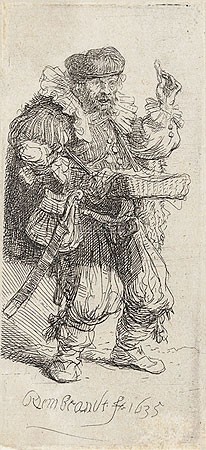 Rijn van Rembrandt, De kwakzalver (Klassische Kunst, Menschen, Typen, Quacksalber, Arzt, Niederlande, Radierung, Grafik, Barock, Wohnzimmer, Schlafzimmer, Treppenhaus, schwarz / weiß)