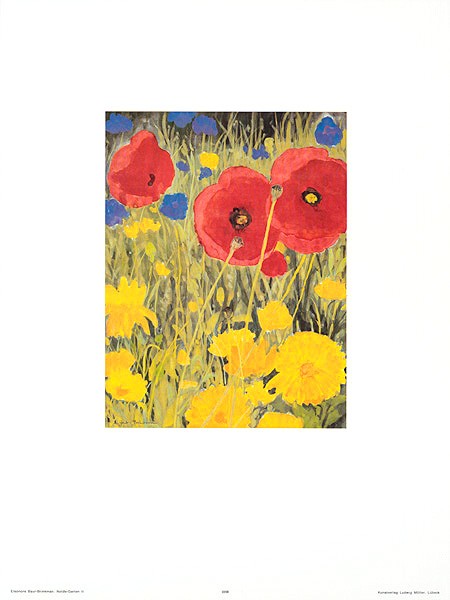 Eleonore Baur-Brinkman, Nolde Garten II 2209 (Blumen, Blüten, Mohnblumen, Sommerblumen, Blumengarten, Blütenpracht,  Wohnzimmer, Büro, Treppenhaus, Malerei, zeitgenössisch, bunt)